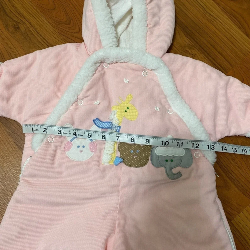 BETTI TERRELL BY JOHNSTON vintage girls pink snow suit winter animals